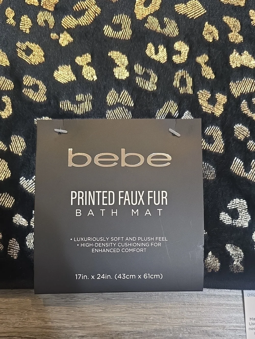 Bebe Metallic Leopard Print Faux Fur Bath Mat